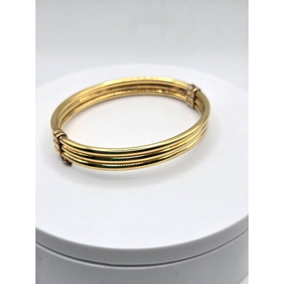 Vintage Milor Signed Sterling Gold Leaf Italian Hinged Bracelet with Safety - Picture 6 of 11